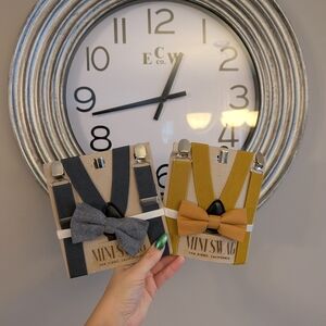 Kids Bow Tie Set - Gray and Tan